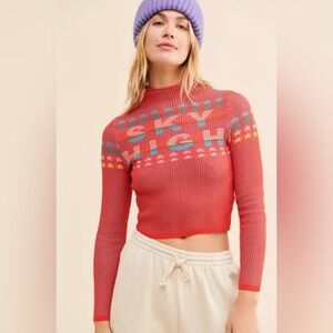 Urban Outfitters BDG Shauna Red Graphic Knit Sweater